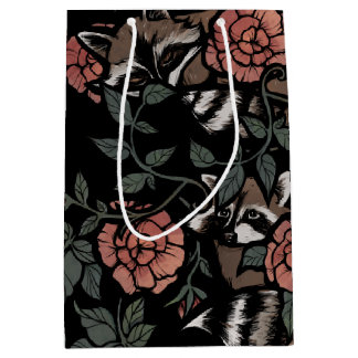 Vintage Dusty Rose Raccoons Medium Gift Bag