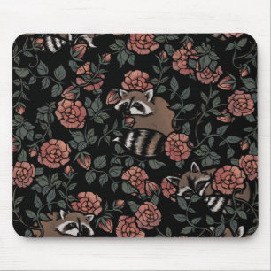 Vintage Dusty Rose Raccoons Mouse Mat