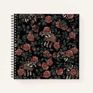 Vintage Dusty Rose Raccoons Notebook