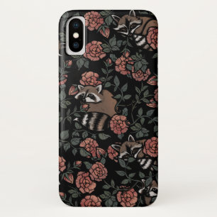 Vintage Dusty Rose Raccoons Pattern iPhone X Case