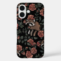 Vintage Dusty Rose Raccoons Pattern