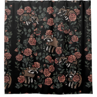 Vintage Dusty Rose Raccoons Shower Curtain