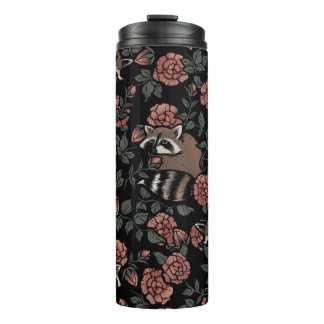 Vintage Dusty Rose Raccoons Thermal Tumbler
