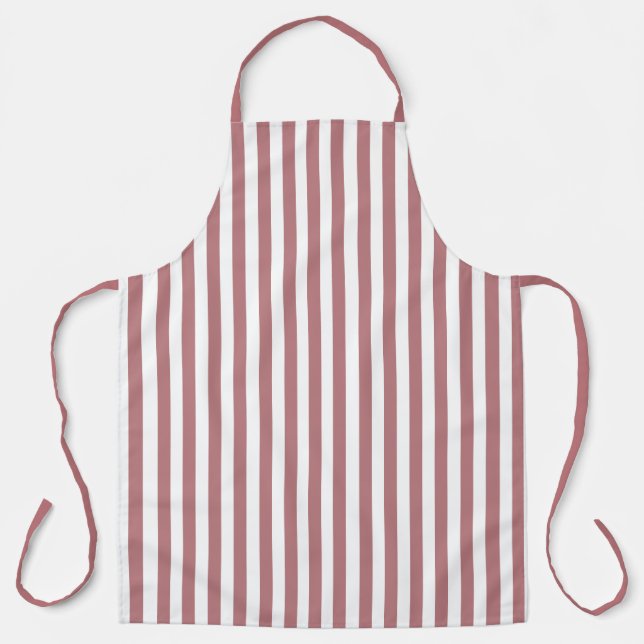 Vintage Dusty Rose & White Stripes Striped Apron (Front)