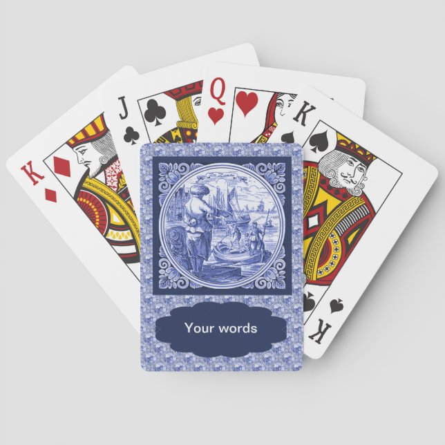 Vintage Dutch Blue Delft image Playing Cards (Back)