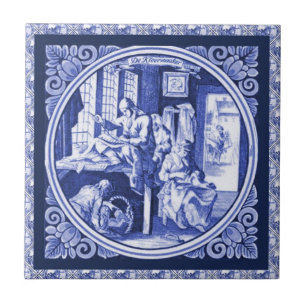 Vintage Dutch Blue Delft tile design