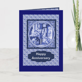 Vintage Dutch Blue Delft tile design Card