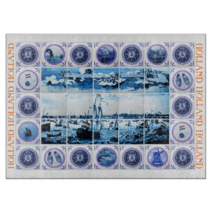 Vintage Dutch Delft Blue/ Delftware Tiles Holland Cutting Board