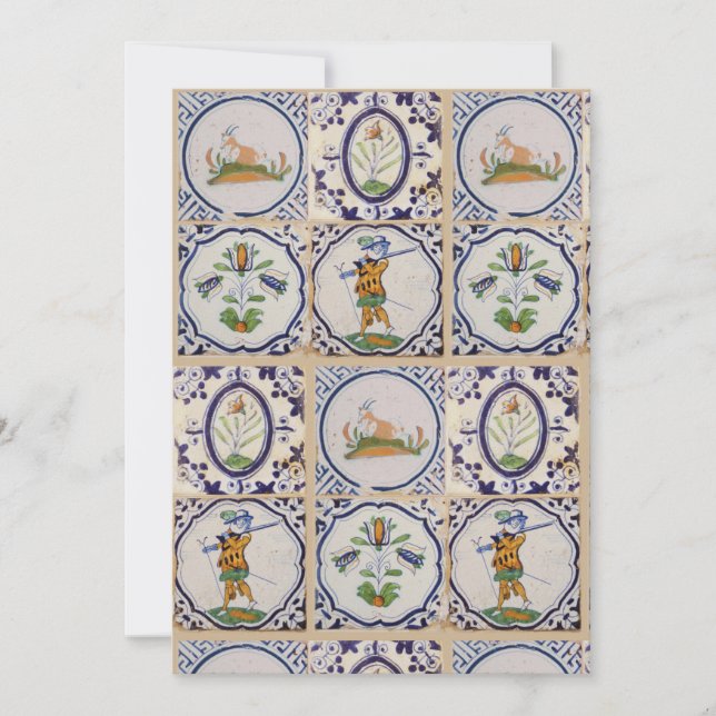 Vintage Dutch Delft Tiles 17th Century pottery art (Front)