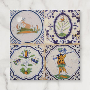 Vintage Dutch Delft Tiles 17th Century pottery art Favour Tags