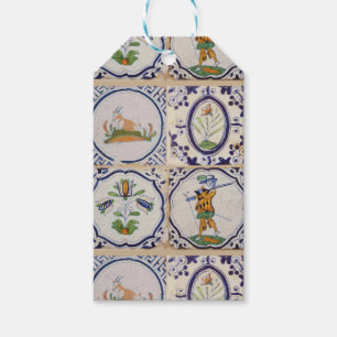 Vintage Dutch Delft Tiles 17th Century pottery art Gift Tags