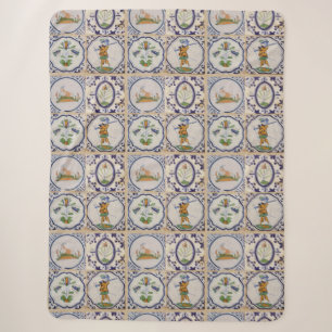 Vintage Dutch Delft Tiles 17th Century pottery art Sherpa Blanket
