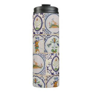 Vintage Dutch Delft Tiles 17th Century pottery art Thermal Tumbler