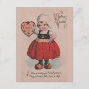Vintage Dutch Girl Victorian Valentine's Day Holiday Postcard