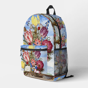 Vintage Dutch Golden Age Floral Still Life Printed Backpack