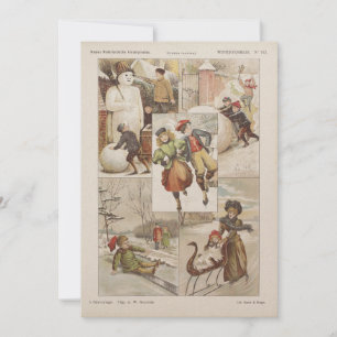 Vintage Dutch Ice Skating Christmas Card, c. 1900s