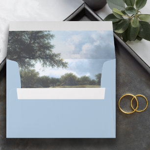 Vintage Dutch Landscape Blue Envelope