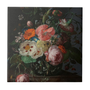 Vintage Dutch Master Still Life Rachel Ruysch Tile