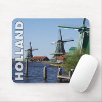Vintage Dutch Red White Green Windmill Photo