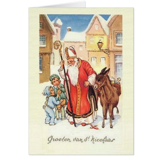 Vintage Dutch St. Nicholas Nicolaas Christmas Card