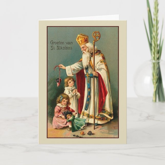 Vintage Dutch St. Nikolaas Christmas Card (Front)