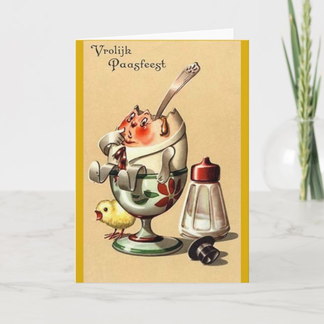 Vintage Dutch Vrolijk Paasfeest Easter Card (Front)