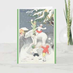 Vintage Dutch Vroolijk Kerstfeest Christmas Card