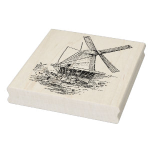 Vintage Dutch Windmill Rubber Art Stamp