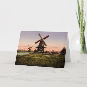 Vintage Dutch Windmills custom greeting card