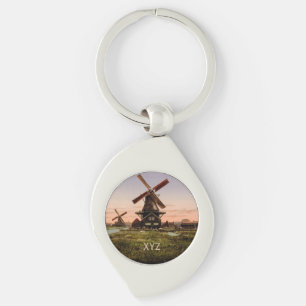 Vintage Dutch Windmills custom key chain