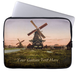 Vintage Dutch Windmills custom laptop sleeve