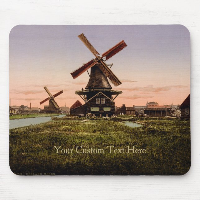 Vintage Dutch Windmills custom mousepad (Front)