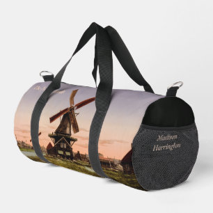 Vintage Dutch Windmills custom name & text Duffle Bag