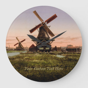 Vintage Dutch Windmills custom wall clock