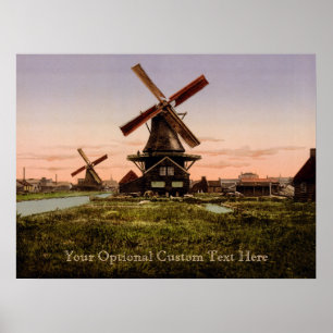 Vintage Dutch Windmills poster