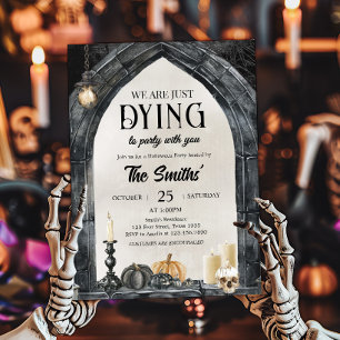 Vintage Dying to Party Halloween Party Invitation