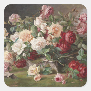 Vintage E. Hariel Rose Still Life Square Sticker