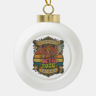 Vintage Eagle 1776 2026 Shirt Bubble Patriotic Ceramic Ball Christmas Ornament