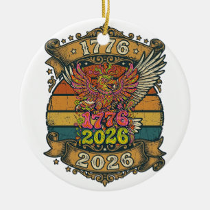 Vintage Eagle 1776 2026 Shirt Bubble Patriotic Ceramic Tree Decoration