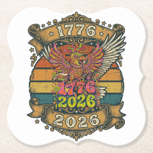 Vintage Eagle 1776 2026 Shirt Bubble Patriotic Paper Coaster