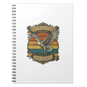 Vintage Eagle 1776 2026 Shirt Patriotic Retro Dist Notebook