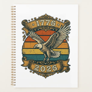 Vintage Eagle 1776 2026 Shirt Patriotic Retro Dist Planner