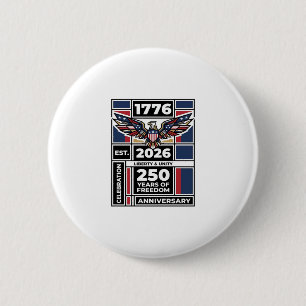 Vintage Eagle 1776 2026 Shirt Patriotic Typography 6 Cm Round Badge