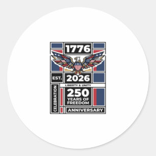 Vintage Eagle 1776 2026 Shirt Patriotic Typography Classic Round Sticker