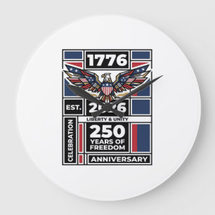 Vintage Eagle 1776 2026 Shirt Patriotic Typography Large Clock