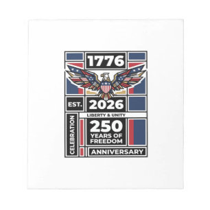 Vintage Eagle 1776 2026 Shirt Patriotic Typography Notepad