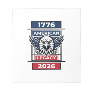 Vintage Eagle 1776 2026 Shirt Patriotic Typography Notepad
