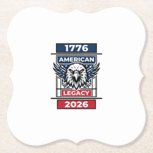 Vintage Eagle 1776 2026 Shirt Patriotic Typography Paper Coaster