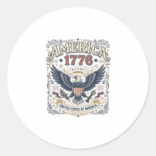Vintage Eagle America 1776 Patriotic Classic Round Sticker