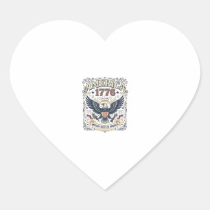 Vintage Eagle America 1776 Patriotic Heart Sticker